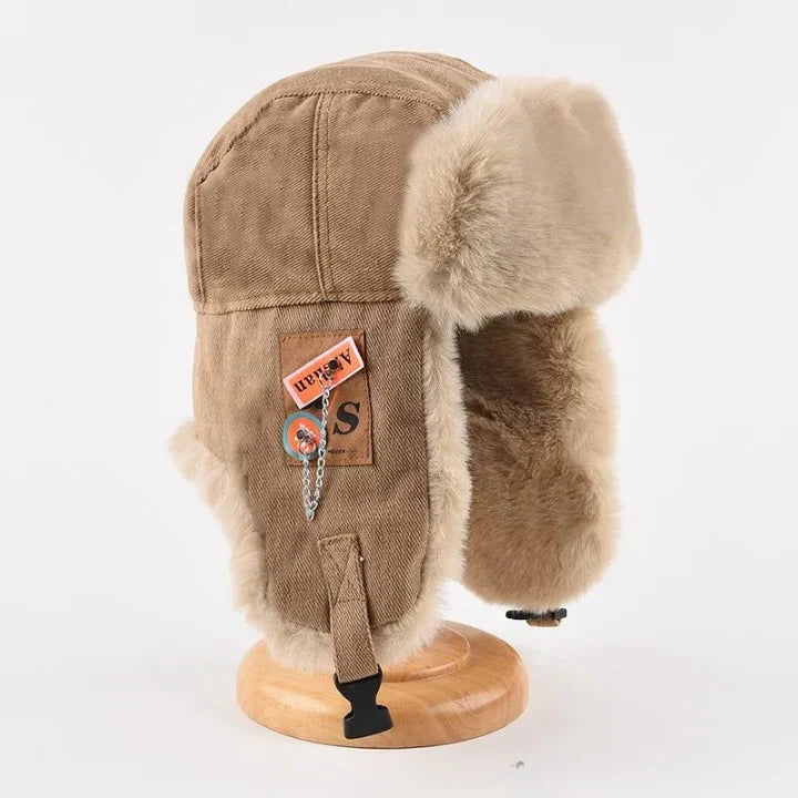 Warm Fleece Trapper Hat with Fur Trim - Nocini