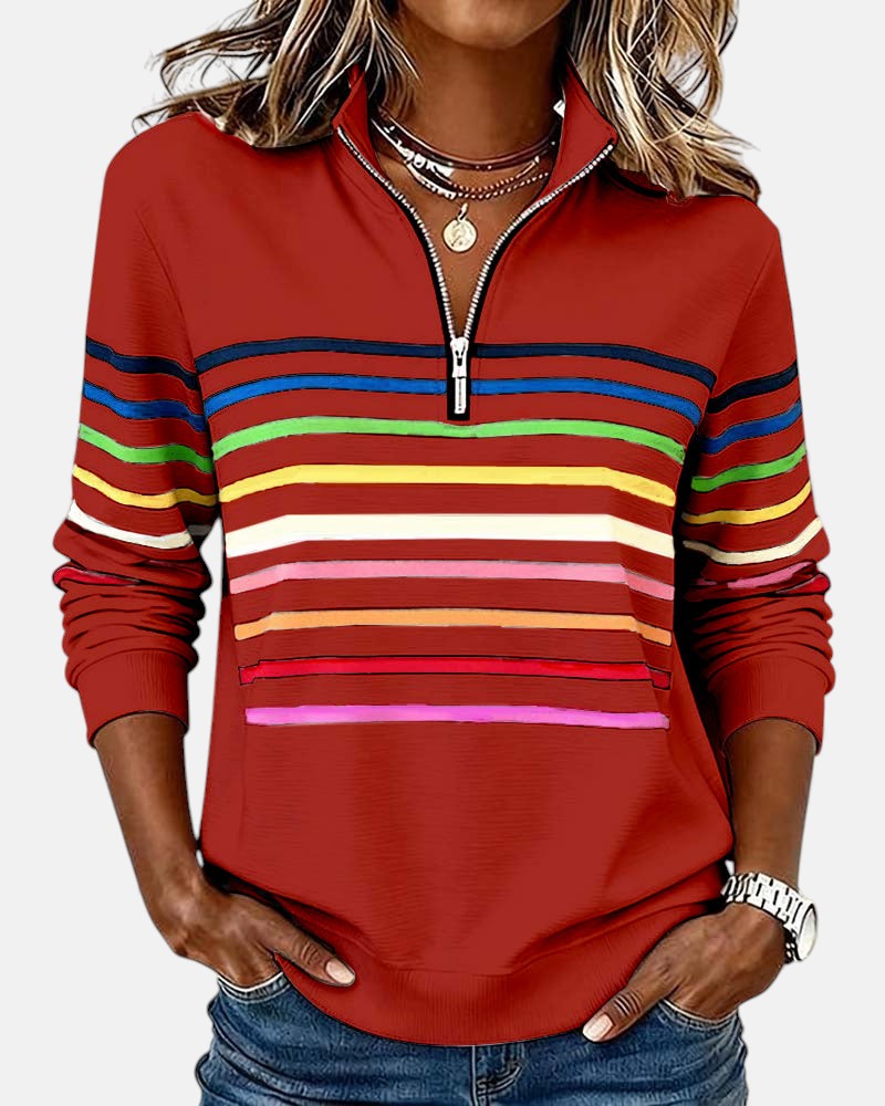 Colorful Striped Zip Up Hoodie