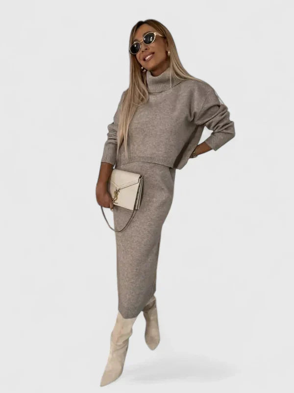 Stylish Dress and Crew Neck Jumper Set
