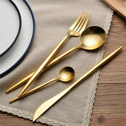 Minimalist Matte Gold Flatware Set