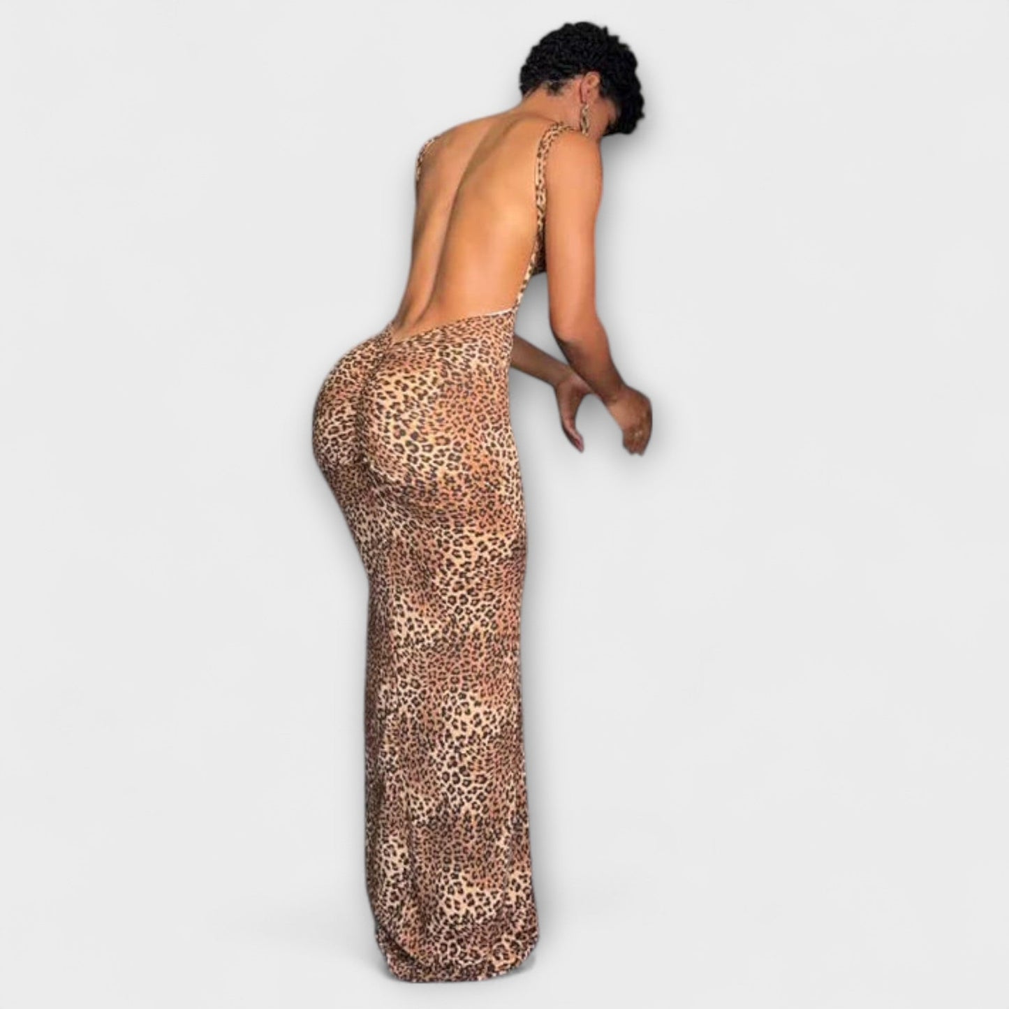 Stylish Animal Print Long Evening Dress