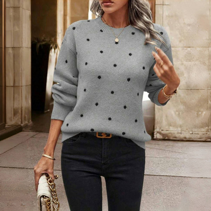 Soft Polka Dot Crew Sweater