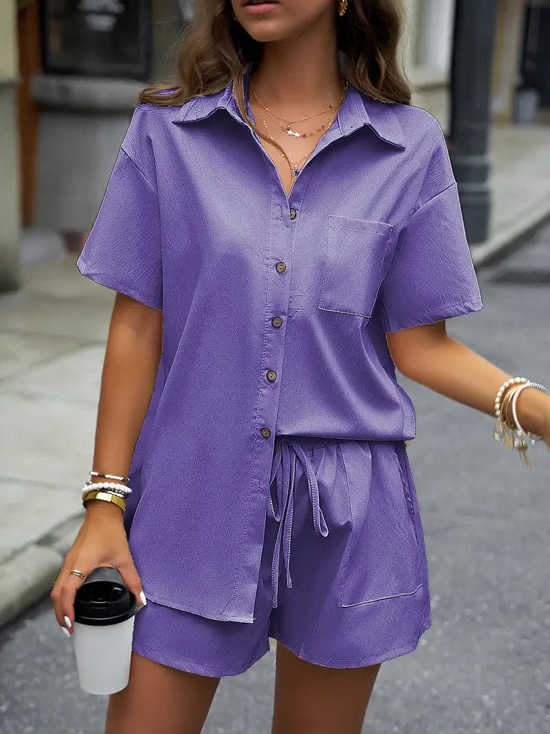Ladies Casual Tee and Shorts Set Comfortable Wear