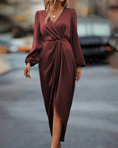 Chic V Neck Midi Dress for Women