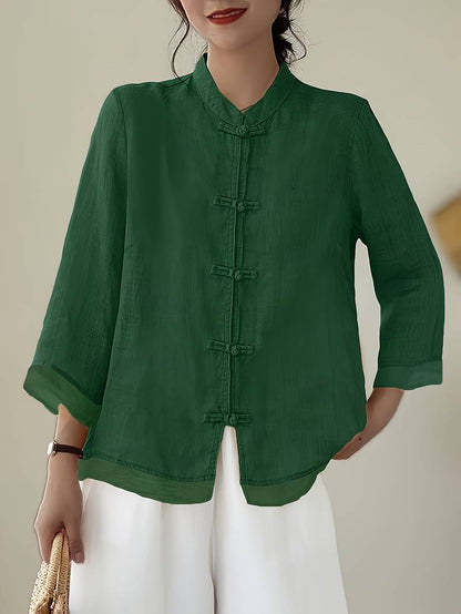 Chic Women's Frog Button Casual Blouse - Olytrend
