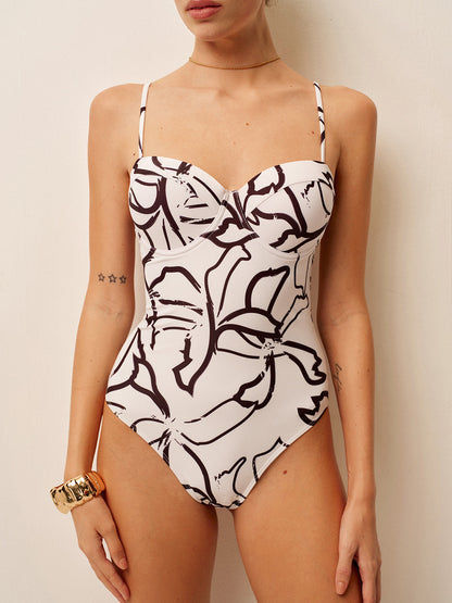 Vibrant Pattern Halter Neck Swimsuit
