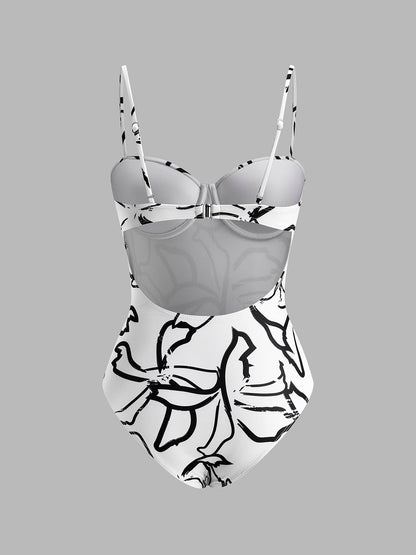 Vibrant Pattern Halter Neck Swimsuit