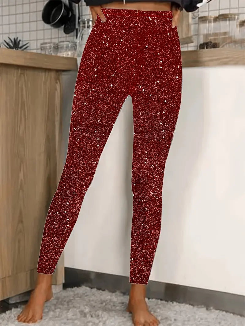Glittering Slim Leg Women's Trousers