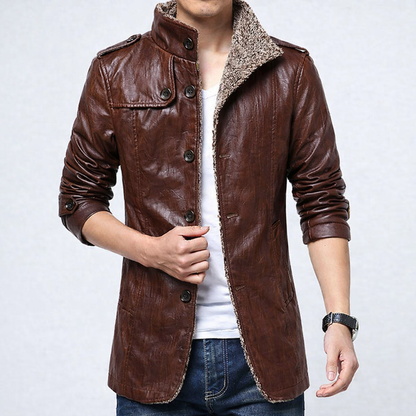 Men's Faux Leather Slim Fit Biker Jacket
