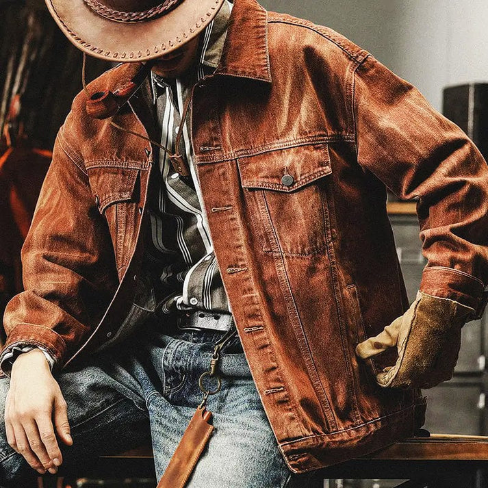 Relaxed Fit Men's Jeans Jacket Comfortable Casual Wear