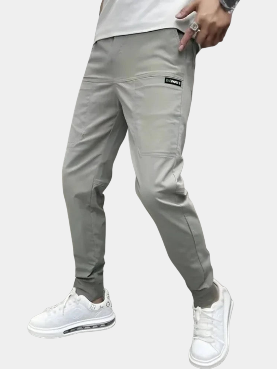 Slim Fit Men's Pants with Side Pockets and Cuffs - Nocini