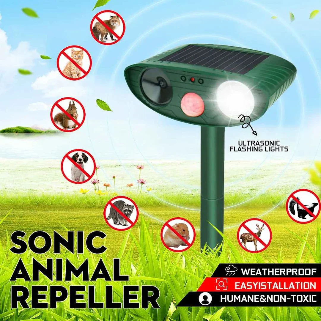 Outdoor Solar Pest Repeller Ultrasonic Animal Deterrent - Olytrend