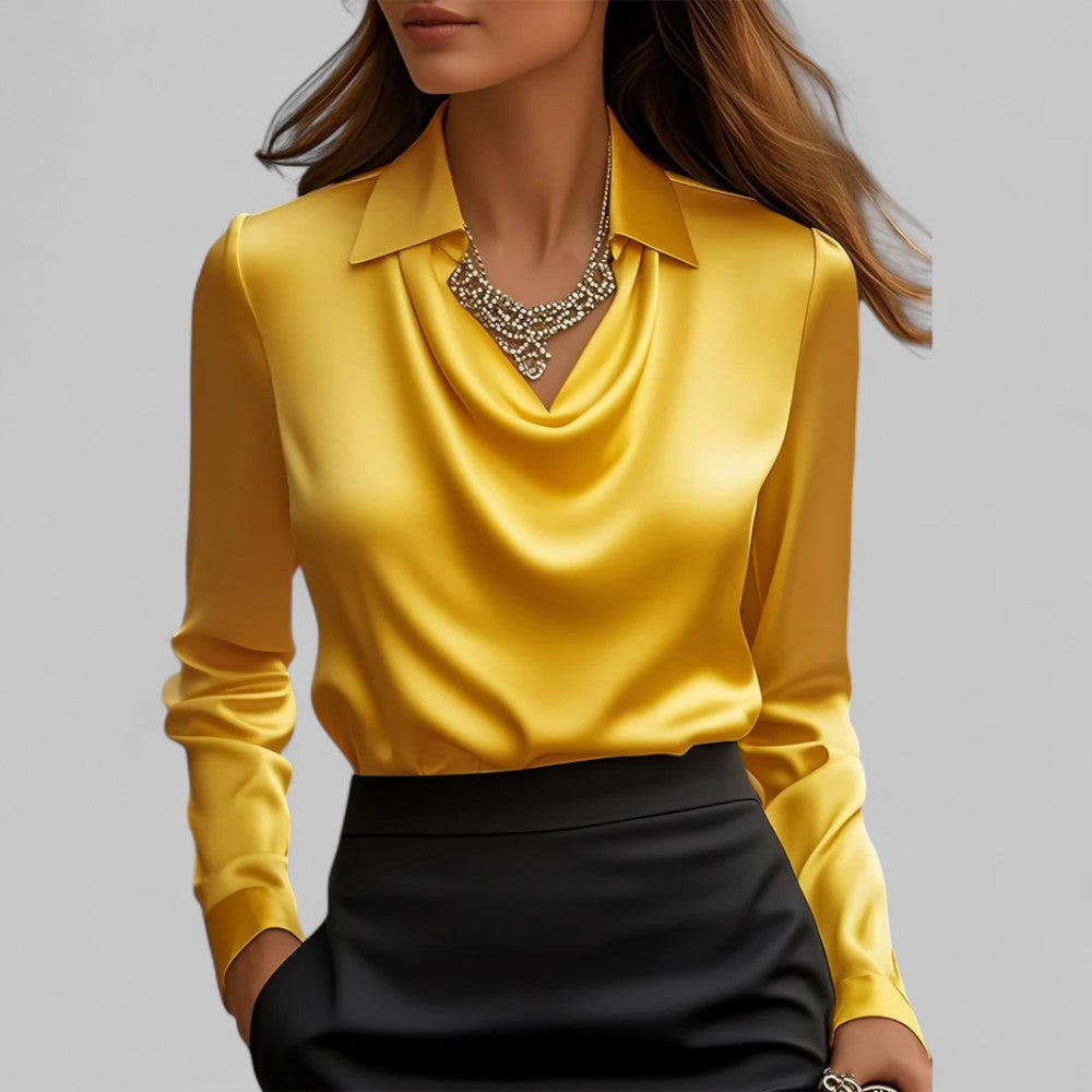 Image of Adeline | Women's Long Sleeve Draped Neck Blouse