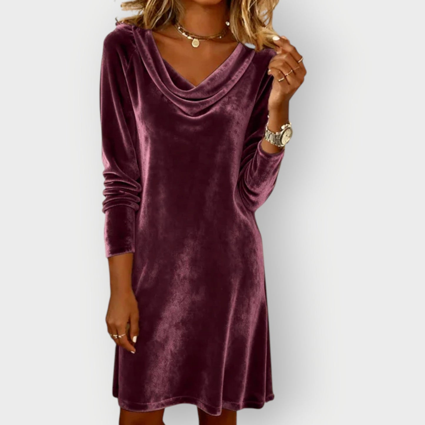 Luxurious Velvet Off Shoulder Women's Dress