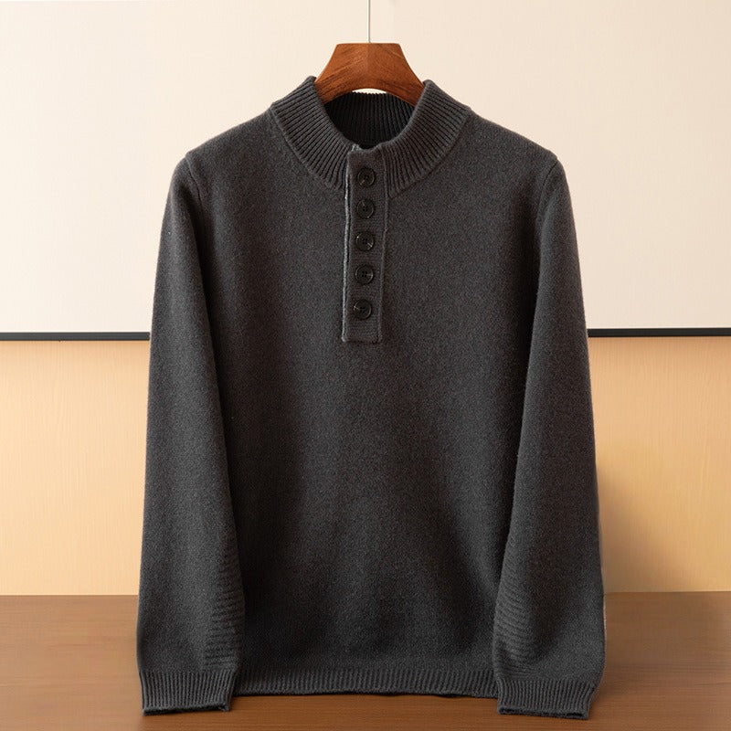 Classic Fit Men's Henley Sweater - Relaxed Everyday Wear
