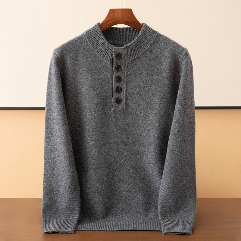 Classic Fit Men's Henley Sweater - Relaxed Everyday Wear