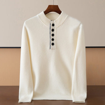 Classic Fit Men's Henley Sweater - Relaxed Everyday Wear - Nocini