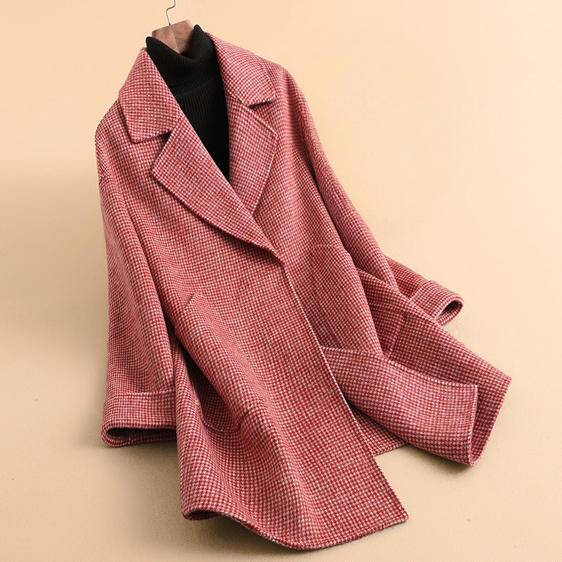 Casual Oversized Coat with Notch Collar Pocket Detail