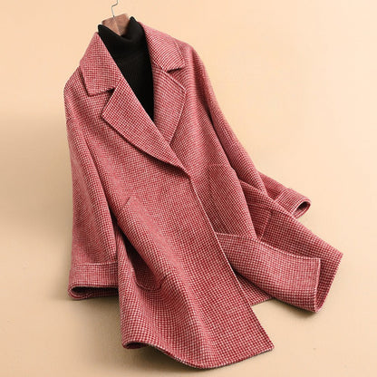 Casual Oversized Coat with Notch Collar Pocket Detail