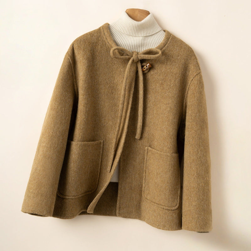 Comfortable Fit Women's Bow Tie Coat - Warm Everyday Jacket