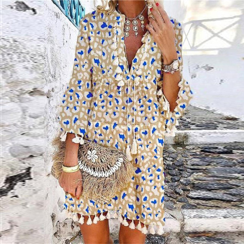 Image of Aimee | Women's V-Neck Boho Mini Dress