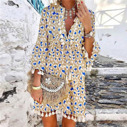Image of Aimee | Women's V-Neck Boho Mini Dress