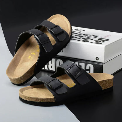 Airy & Comfortable Men's Leather Sandals with Adjustable Straps – Matteo-Black-4-Nora Luxe