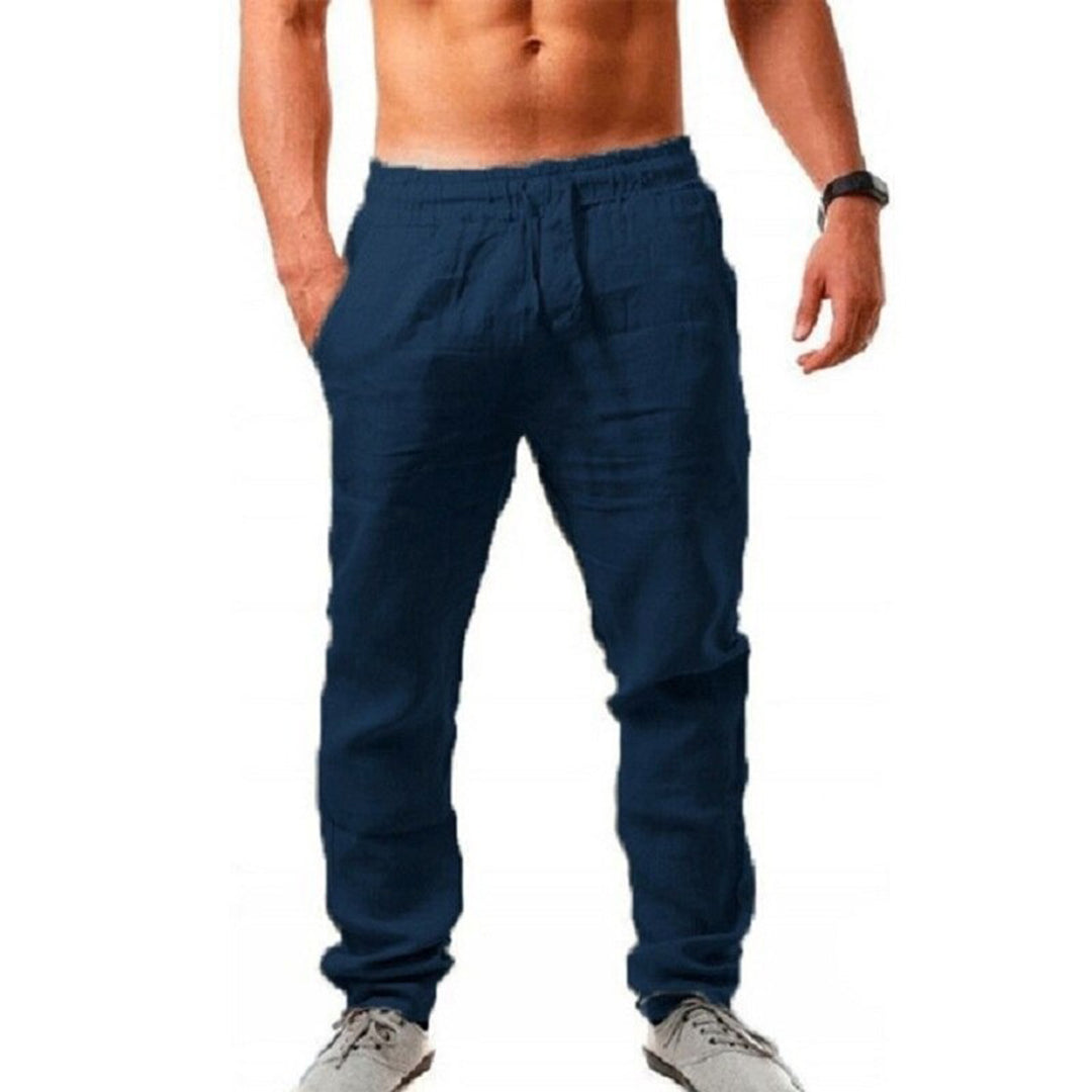 Airy Linen Trousers for Men - Noah-Dark blue-S-Nora Luxe