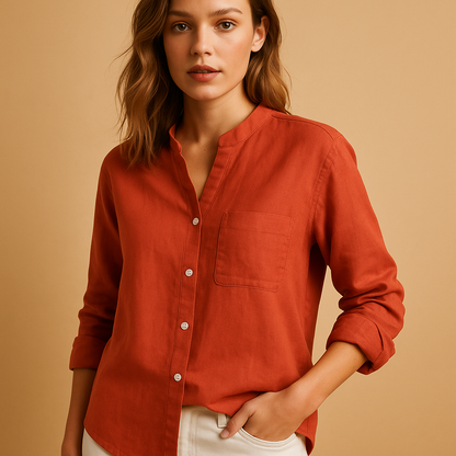 Airy long sleeve shirt for women with a lightly tailored fit, suitable for casual outfits, office wear, and formal occasions.
