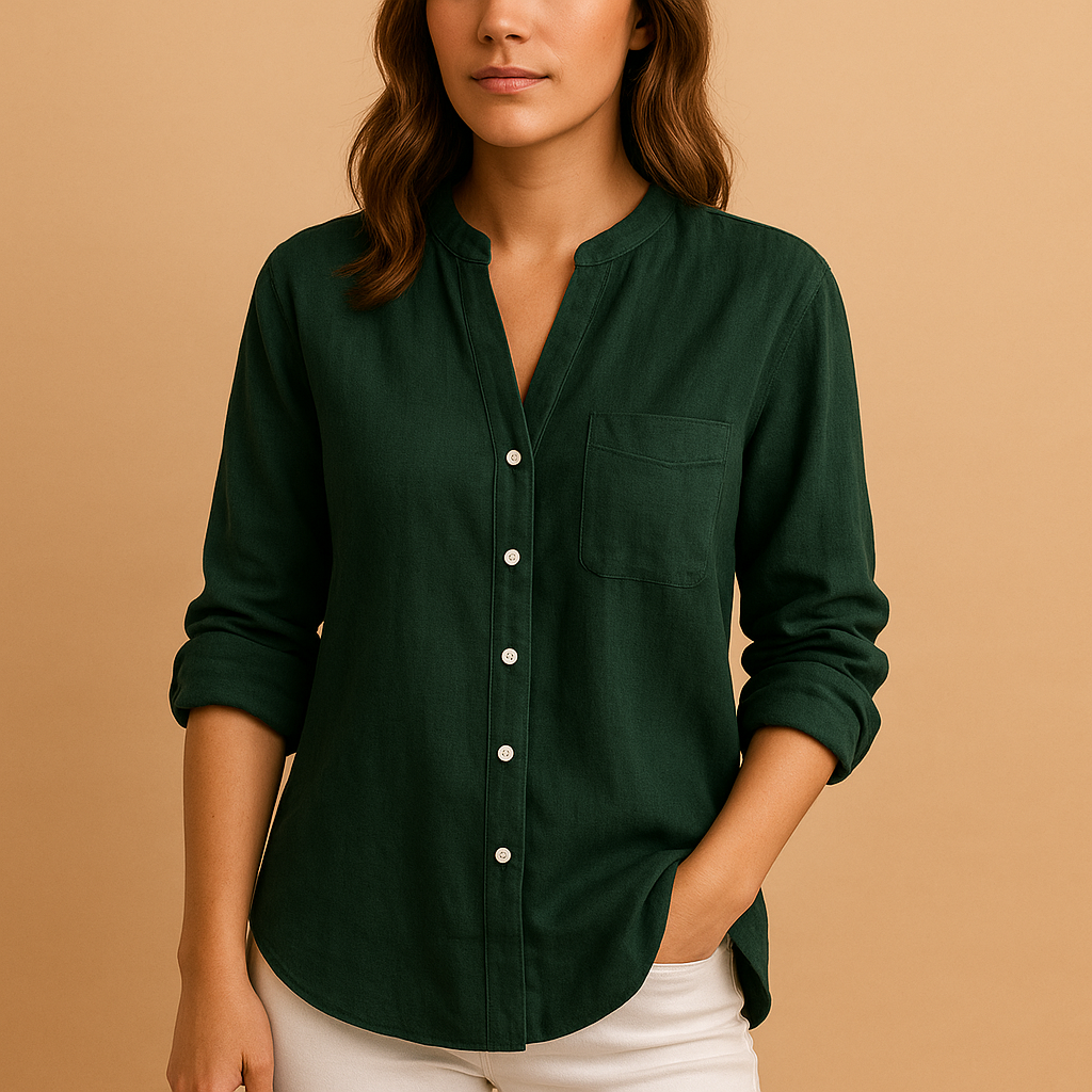 Airy long sleeve shirt for women with a lightly tailored fit, suitable for casual outfits, office wear, and formal occasions.