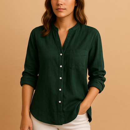Airy long sleeve shirt for women with a lightly tailored fit, suitable for casual outfits, office wear, and formal occasions.