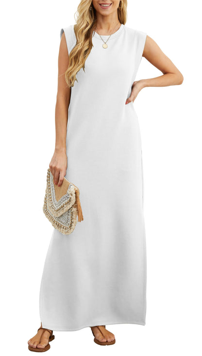 Airy maxi dress with pockets for women – Romy-White-S-Nora Luxe