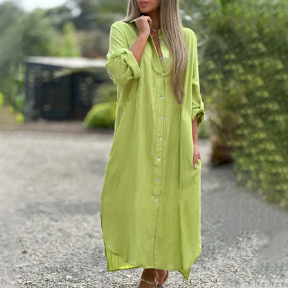 Airy polo shirt dress for women - Marlene-Green-M-Nora Luxe