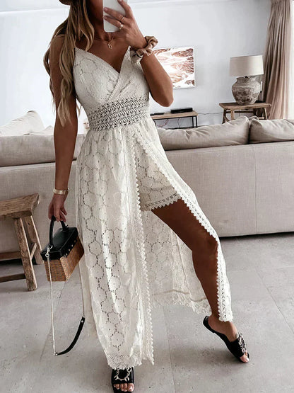 Lightweight Women's Summer Shorts Dress Set with Lace - Pexav