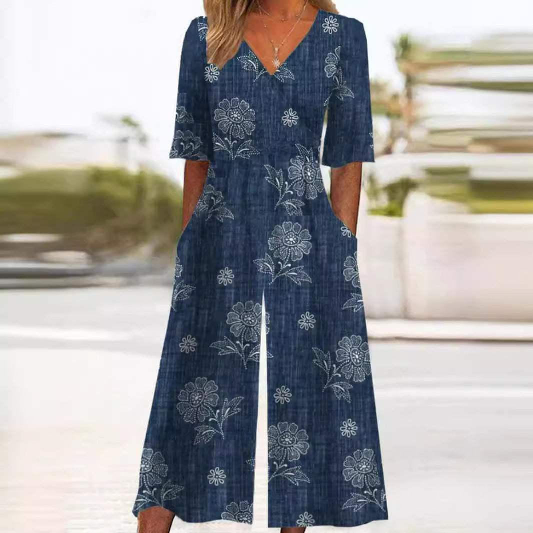 Flowy Wide Leg Women's Jumpsuit - Pexav