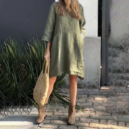 Airy summer dress with a loose fit & practical pocket – Malia-Pink-M-Nora Luxe