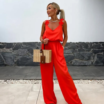 Lightweight Summer Wide Leg Jumpsuit - Pexav