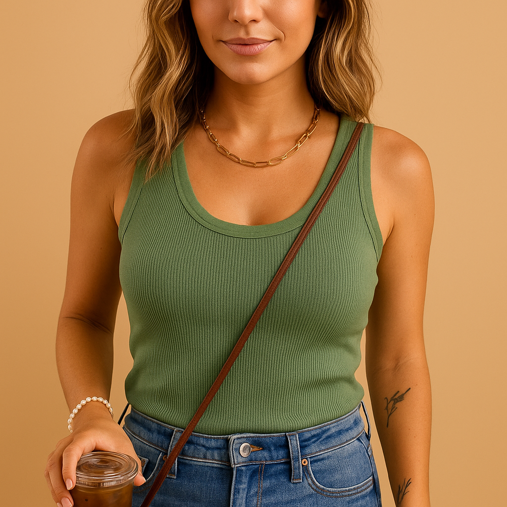 Airy U-neck tank top for women | Clara - Nocini