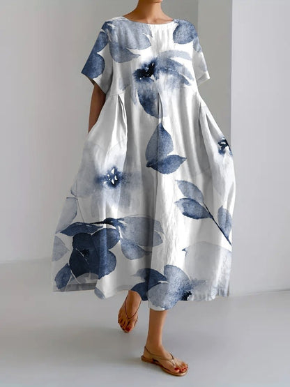 Flattering Fit Floral Midi Dress for Women - Olytrend