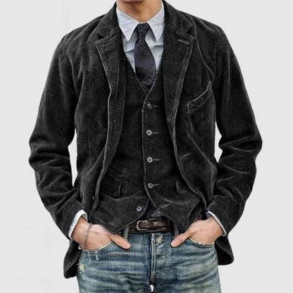 Relaxed Fit Men's Corduroy Blazer Coat - Olytrend