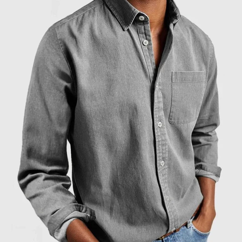 Men's Classic Blue Jeans Shirt - Olytrend