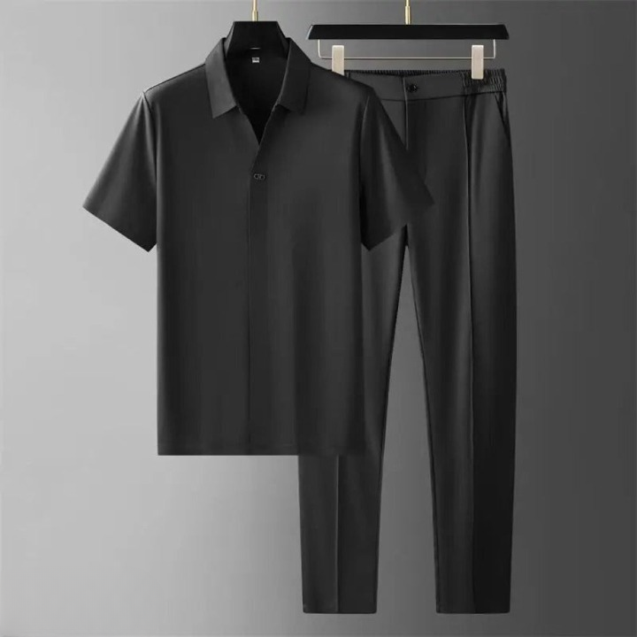Classic 2-Piece Golf Polo Pants Set for Men