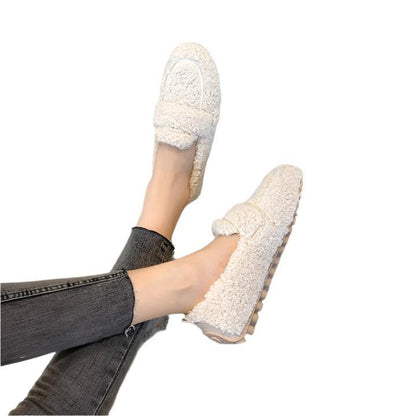 Comfortable Fuzzy Slipper Moccasins - Olytrend
