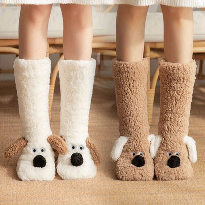 Cozy Fuzzy Socks with Cute Dog Design - Nocini