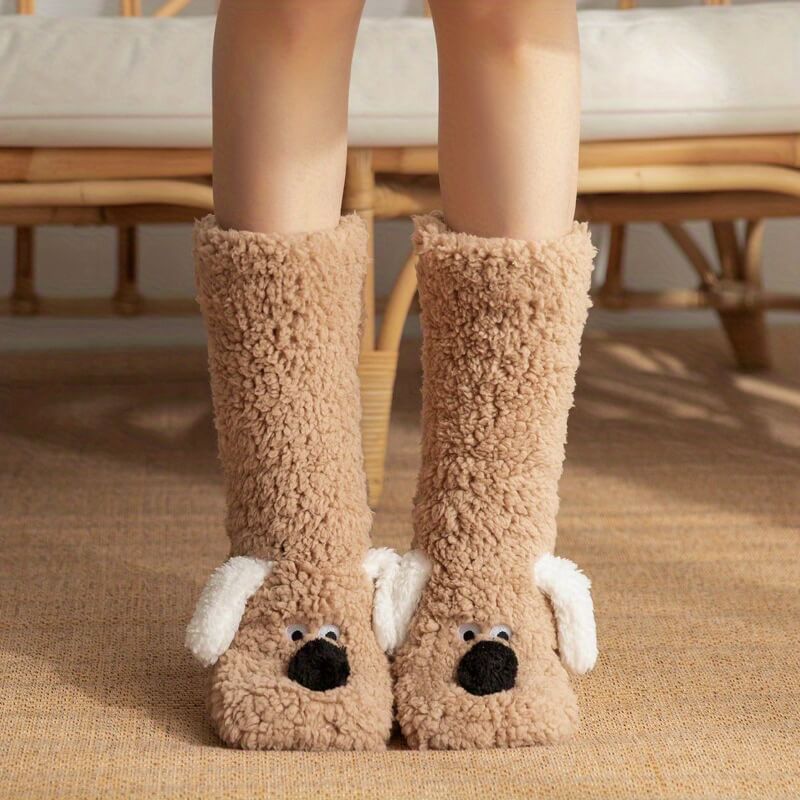 Cozy Fuzzy Socks with Cute Dog Design