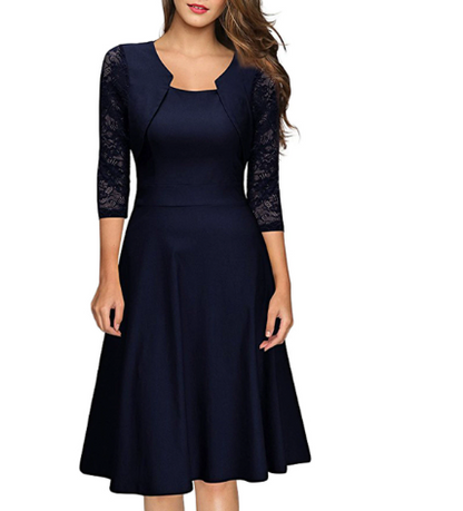Image of Amber | Women's A-Line Midi Dress with Bolero