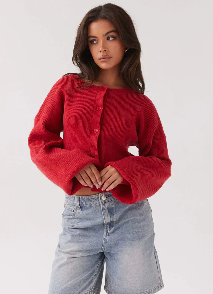 Warm Classic Burgundy Sweater For Women