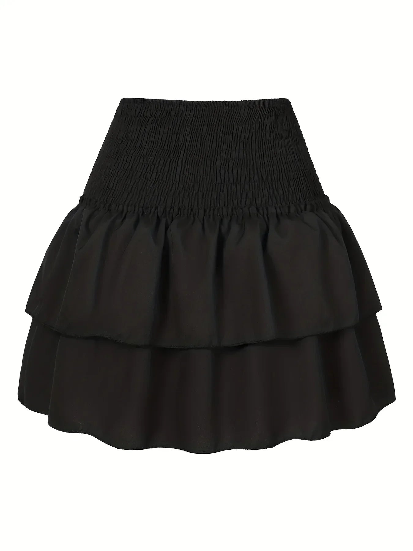 Amelia Rok | Pleated Waist | Layered Hem | Fashionable-XS-Black-Nora Luxe