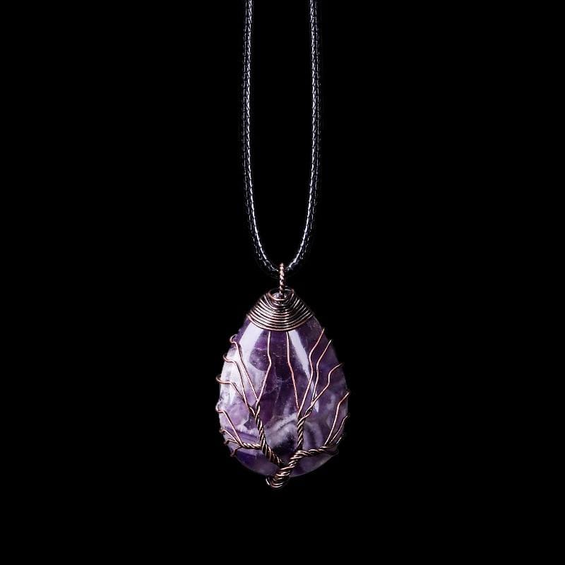 Purple Gemstone Pendant Necklace - Pexav
