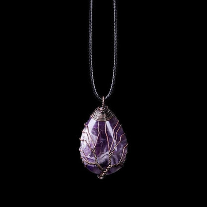 Purple Gemstone Pendant Necklace - Pexav